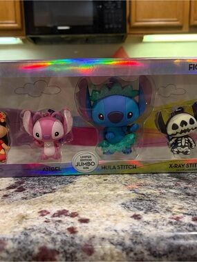 Disney Hula Stitch & Angel Jumbo Figure Set - Blue & Pink